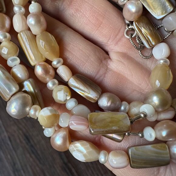 Carolyn Pollack Relios 925 Pearl & Mother of Pearl Beaded Necklace 30 - 34 inch - Picture 13 of 15